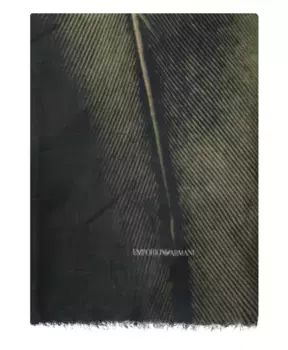 Шарф из модала с принтом по краям и бахромой Emporio Armani, мультиколор