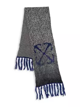 Шарф из мохера Arrow Fuzzy Off-White, синий