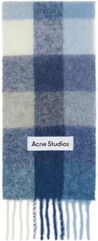 Шарф из мохера в сине-серую клетку Acne Studios
