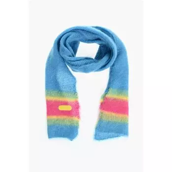 Шарф из мохеровой смеси с контрастной отделкой Dsquared2, Blue