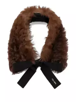 Шарф из овчины Prada, коричневый