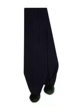 Шарф из овечьей шерсти с косой вязкой Paul Smith, синий