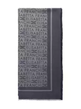 Шарф из пашмины и жаккарда Elisabetta Franchi, синий