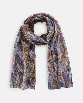 Шарф из переработанной ткани синего цвета с принтом пейсли Codello, синий