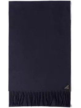 Шарф из шелка и кашемира с логотипом Prada, синий