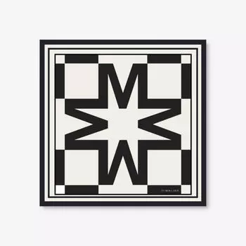 Шарф из шелкового твила с геометрическим принтом Malina, бежевый