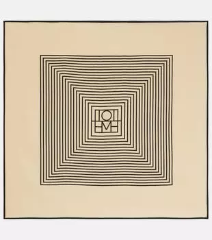 Шарф из шелкового твила с монограммой Toteme, бежевый