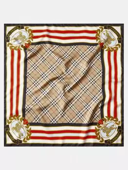 Шарф из шелкового твила с принтом montage Burberry, коричневый