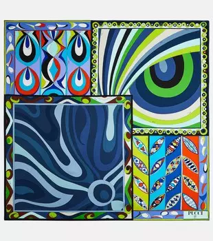 Шарф из шелкового твила с принтом Pucci, разноцветный