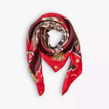 Шарф из шелкового твила с принтом Signature Shield Aspinal Of London, красный