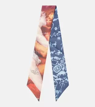 Шарф из шелкового твила с принтом Vivienne Westwood, синий