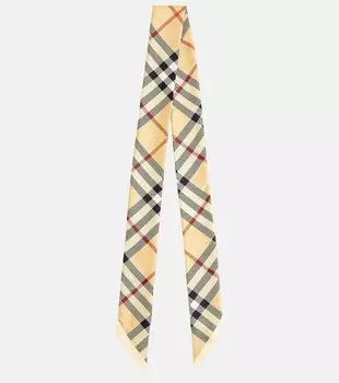 Шарф из шелкового твила в клетку Burberry Burberry, бежевый