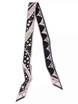 Шарф из шелковой саржи с принтом «Фонтане» от PUCCI, черный