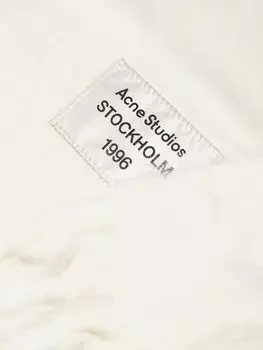 Шарф из шерсти альпаки с аппликацией в виде логотипа Viper и бахромой ACNE STUDIOS, белый