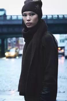 Шарф из шерсти и альпаки с бусинами ZARA, цвет Chocolate