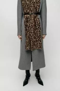 Шарф из шерсти и альпаки с животным принтом ZARA, цвет Leopard