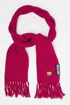 Шарф из шерсти и бахромой Moschino, фуксия