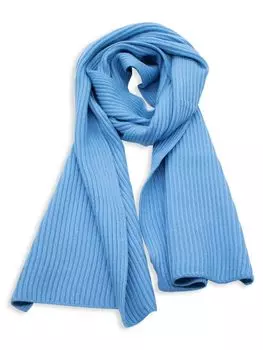 Шарф из шерсти мериноса в рубчик Portolano, синий