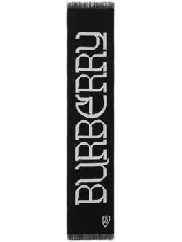 Шарф из шерсти с интарсией и логотипом Burberry, черный