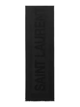 Шарф из шерстяного жаккарда Saint Laurent, черный