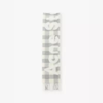 Шарф из шерстяной смеси с фирменной аппликацией Acne Studios, серый
