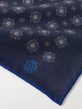 Шарф из шёлкового твила с принтом DUNHILL, синий