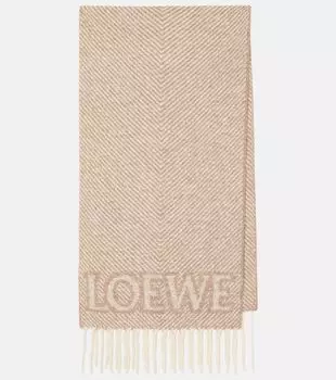 Шарф из смеси альпаки и шерсти Loewe, Beige/Ecru