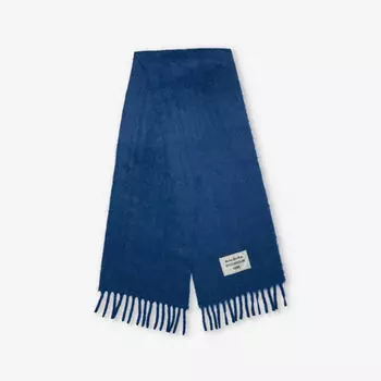 Шарф из смеси альпаки с бахромой и логотипом Acne Studios, синий