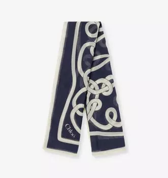 Шарф из смеси хлопка и шелка с фирменным принтом Chloe, мультиколор