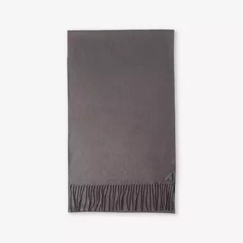 Шарф из смеси шелка и кашемира с бахромой и логотипом Prada, серый