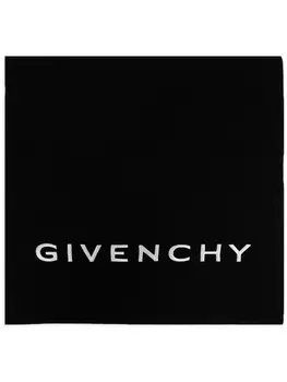 Шарф из смеси шерсти и кашемира с вышитым логотипом Givenchy, черный