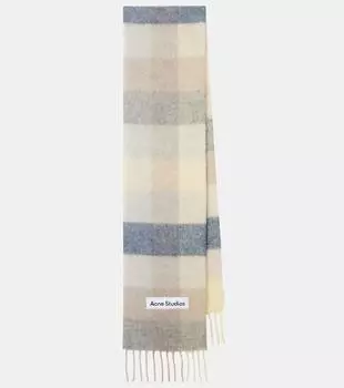 Шарф из смеси шерсти и шерсти в клетку Vally Acne Studios, цвет vanilla/beige/lavender