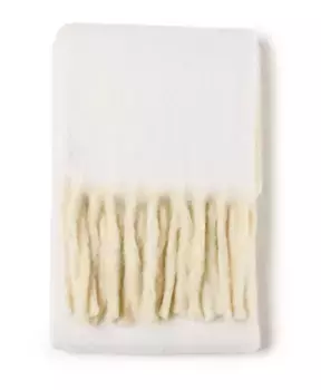 Шарф из смесовой шерсти альпаки с бахромой Burberry, бежевый