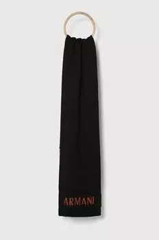 Шарф из смесовой шерсти Armani Exchange, черный