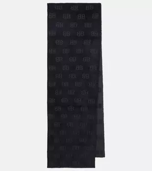 Шарф из смесовой шерсти BB Balenciaga, черный