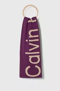 Шарф из смесовой шерсти Calvin Klein Jeans, фиолетовый