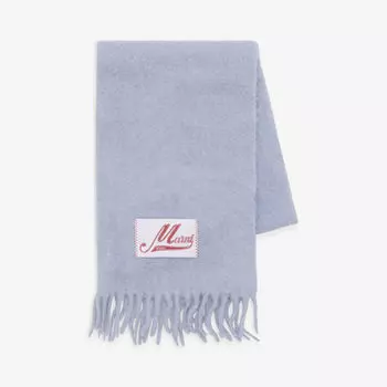 Шарф из смесовой шерсти из альпаки с бахромой Brand-Tab Marni, синий