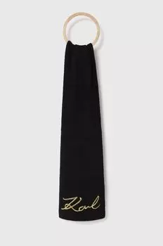 Шарф из смесовой шерсти Karl Lagerfeld, черный