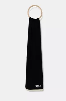 Шарф из смесовой шерсти Karl Lagerfeld, черный