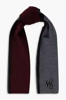 Шарф из смесовой шерсти с аппликацией в стиле колор-блок Victoria Beckham, разноцветный