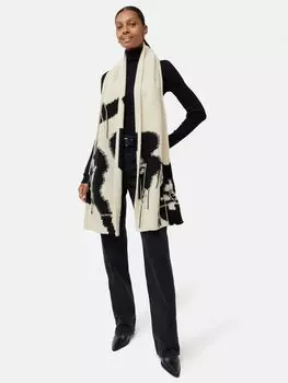 Шарф из смесовой шерсти с цветочным принтом интарсии Jigsaw, монохромный