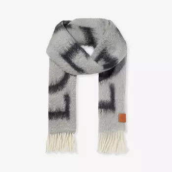 Шарф из смесовой шерсти с логотипом Anagram 185 см x 23 см Loewe, серый