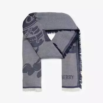 Шарф из смесовой шерсти с жаккардовым узором equestrian knight design Burberry, индиго