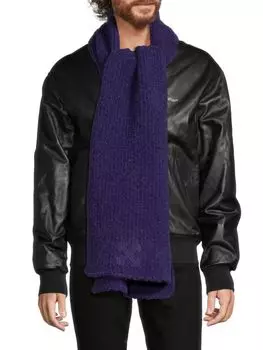 Шарф из смесовой шерсти в рубчик с логотипом букле Off-White, цвет Aubergine