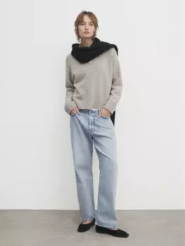 Шарф из тонкой шерсти Massimo Dutti, черный