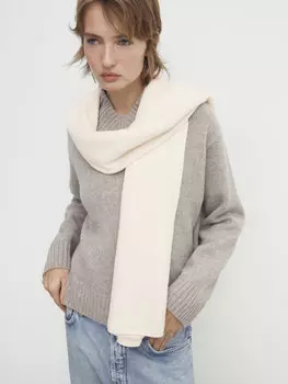 Шарф из тонкой шерсти Massimo Dutti, кремовый