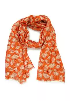 Шарф-Клевер с растительным принтом и металлическим эффектом Harpa, оранжевый