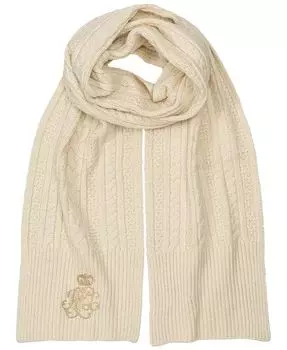 Шарф-косы с прямой вышивкой и камнями Lauren Ralph Lauren, слоновая кость