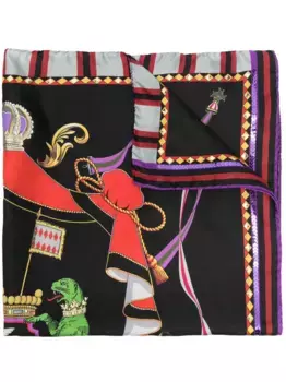Шарф крупной вязки с вышитым логотипом ETRO, черный