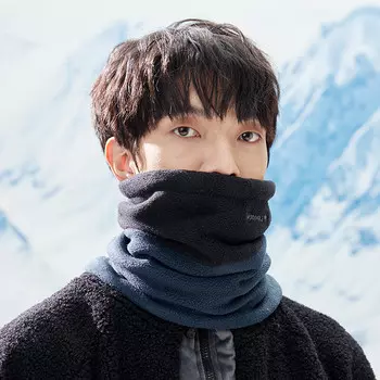 Шарф Kuang-Chi, мужской универсальный шарф, женский корейский вариант, осенне-зимний вязаный теплый мужской воротник, теплый студенческий вязаный шарф, немецкая бархатная строчка, черный + темно-синий
